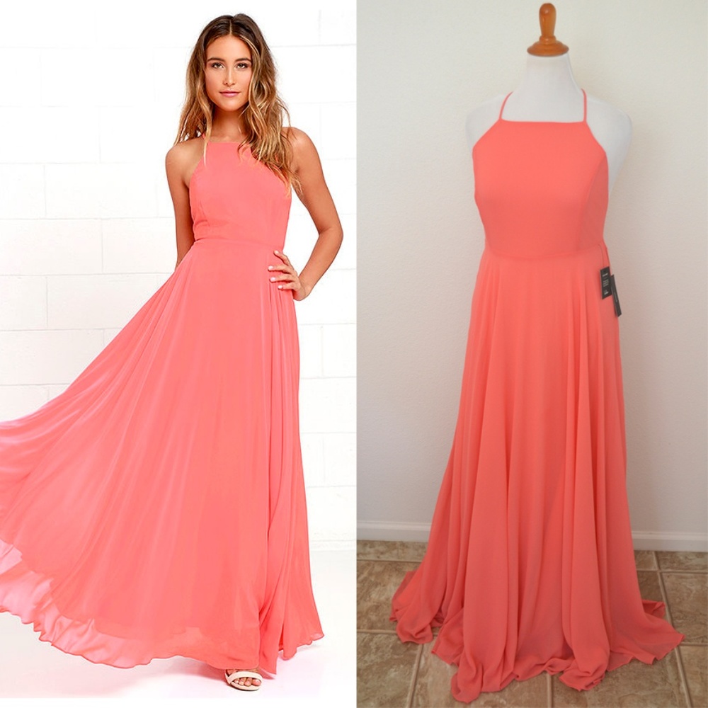 Lulu's Mythical Kind of Love Maxi Dress Coral Pink